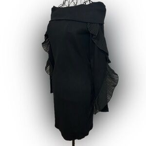 Black Off-Shoulder Bodycon Dress w/ Ruffle Sleeves | NWT